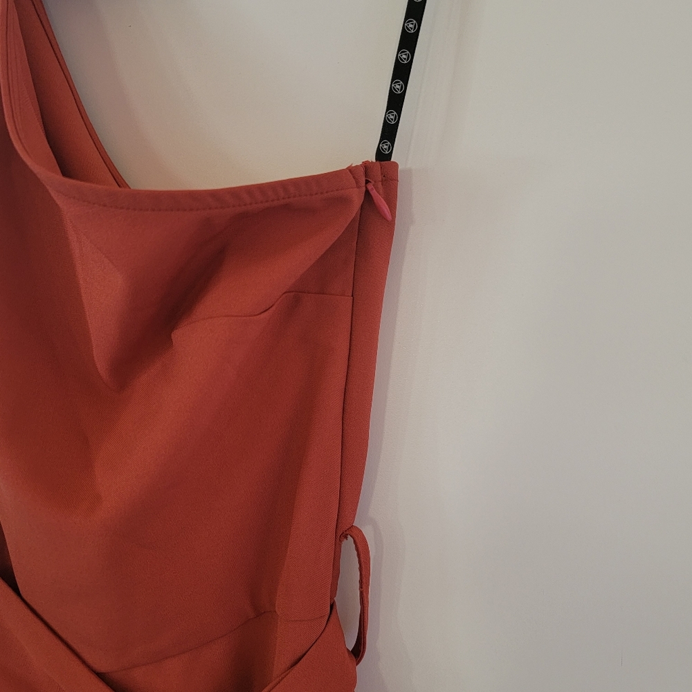 Missguided | One Shoulder Choker Neck Bodycon Rust Color Mini Dress Size 4 - Picture 9 of 12